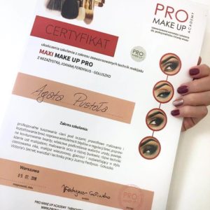 Szkolenie Maxineczka, Certyfikat Agata Pustoła Makijażystka