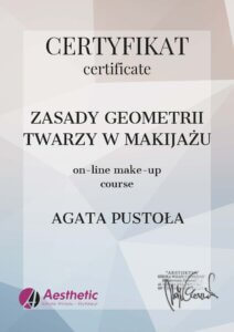 Certyfikat Zasady geometrii twarzy w makijazu