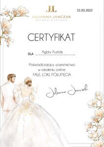 Certyfikat loki fale Agata Pustola