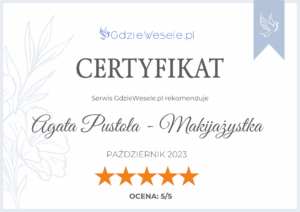 Agata Pustola - Makijazystka CERTYFIKAT GDZIEWESELE.PL 2023