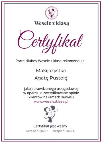 certyfikat wesele z klasa
